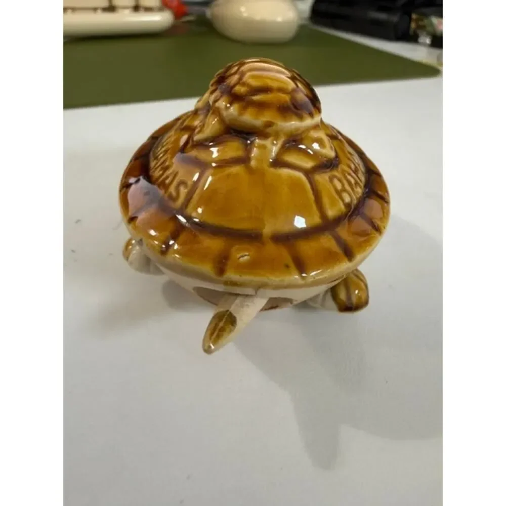 Good Luck Ceramic Turtle Figurine Bobbing Head and Feet 3.5